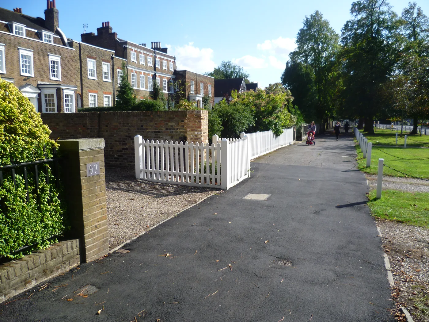 Houses on Dulwich Village. Refuse and recycling here are emptied on alternate Mondays, and the food caddy every week