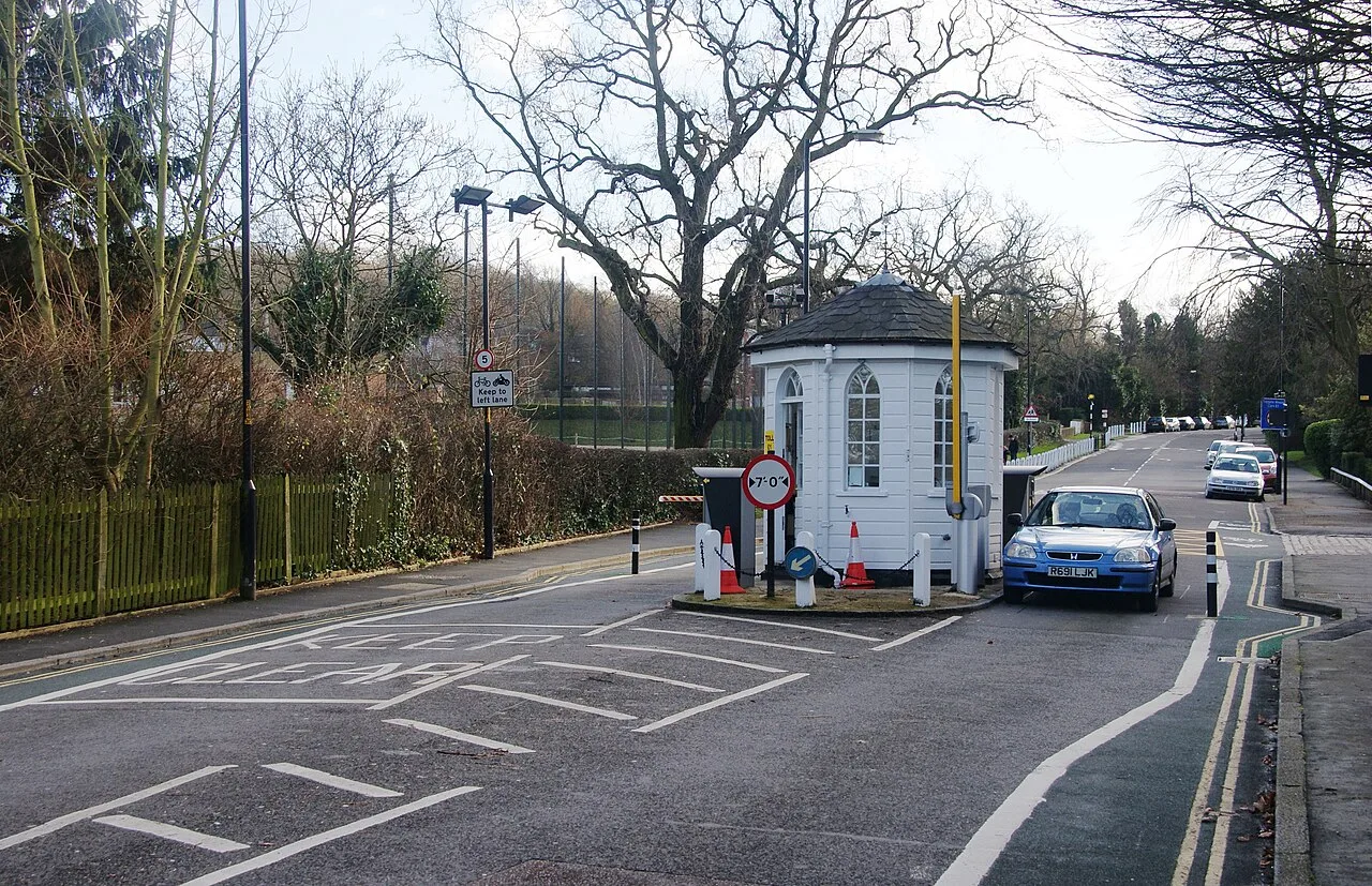 The College Road tollgate, the last one left in London. A single journey through it costs £1.20 and the machine takes cards only